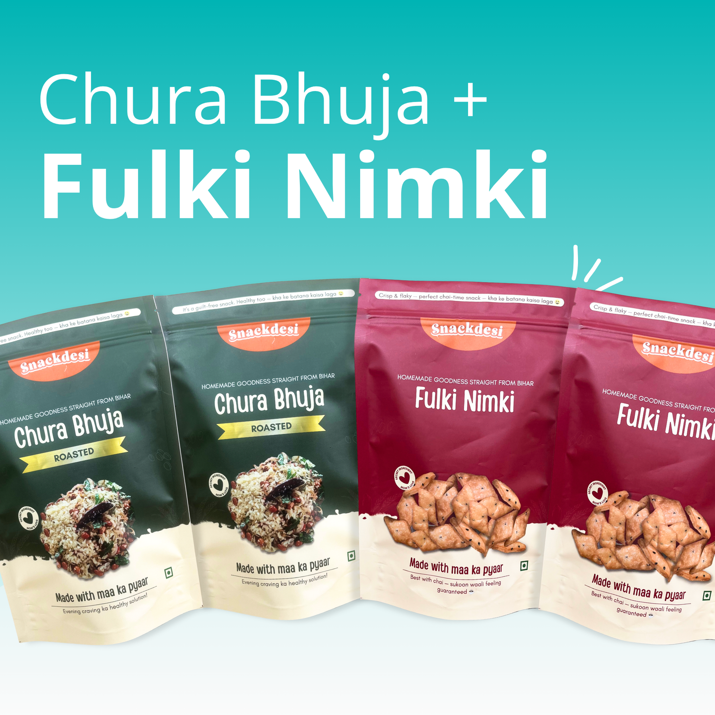 Roasted Chura Bhuja & Fulki Nimki Combo – 4 Packs (200g Each)