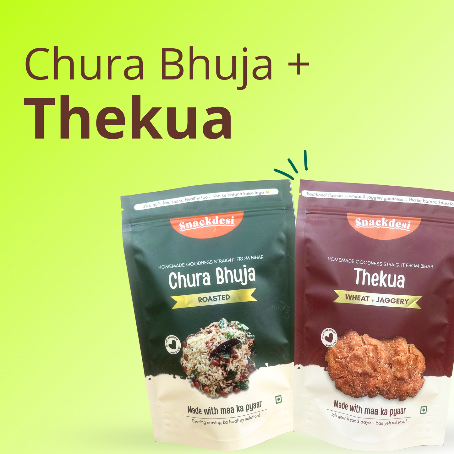 Roasted Chura Bhuja & Jaggery Thekua Combo – 200g Each
