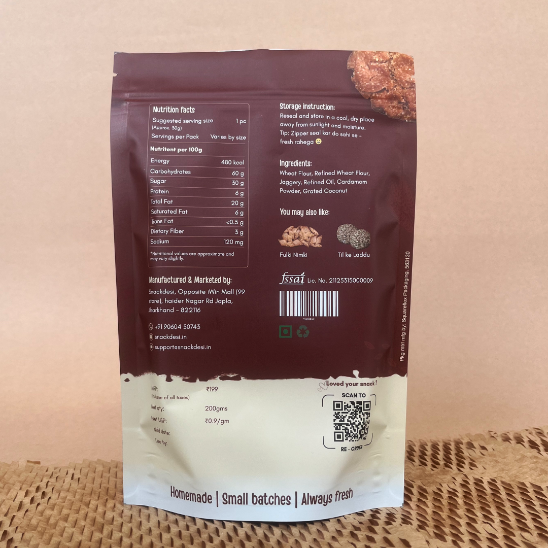 Snackdesi Jaggery Thekua – Wheat-Based, Sweetened with Jaggery