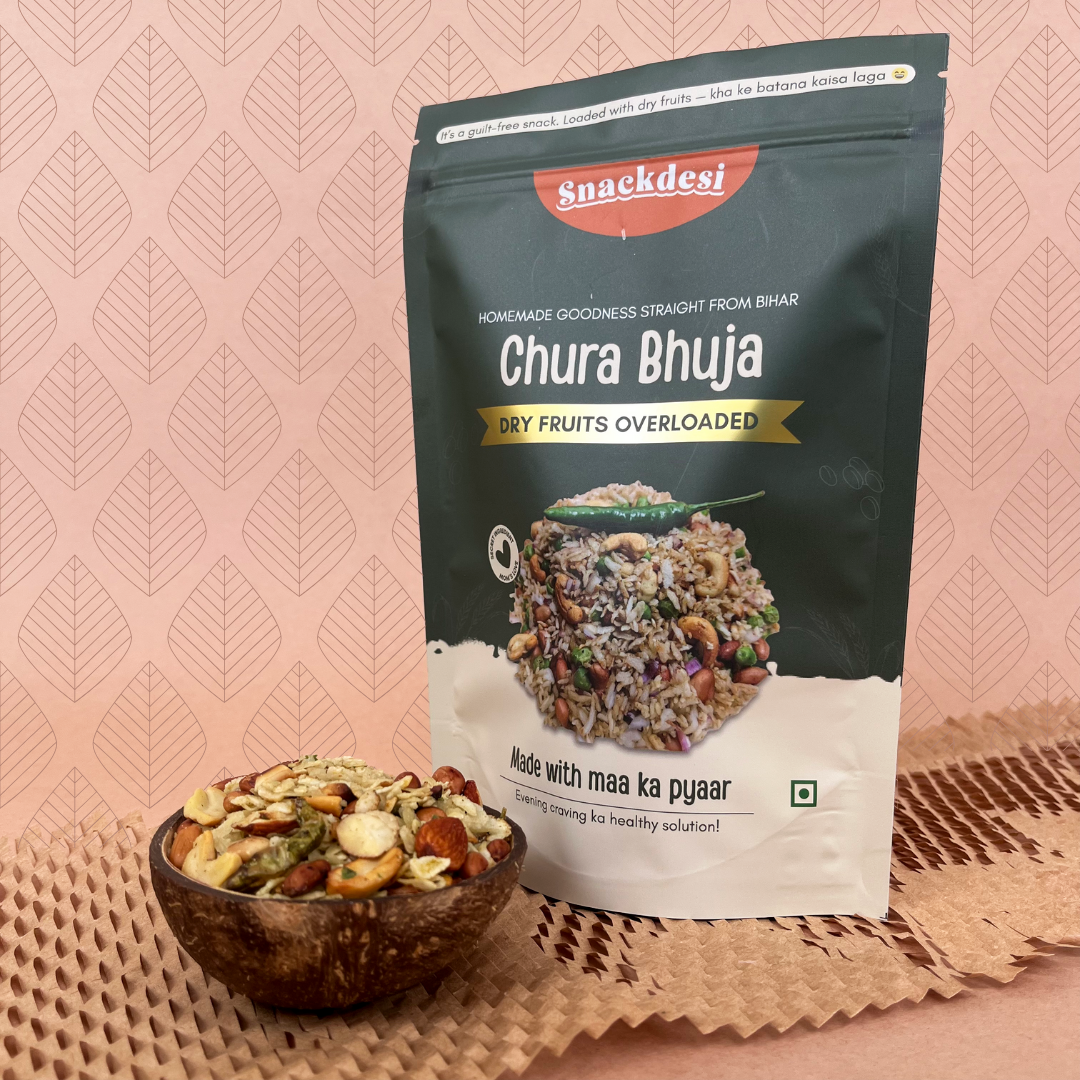 Snackdesi Roasted Chura Bhuja – Dry Fruits Overloaded (Healthy Snack)