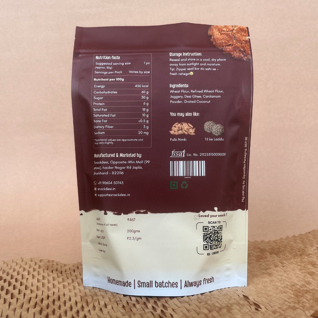 Snackdesi Desi Ghee Thekua – Wheat-Based, Sweetened with Jaggery