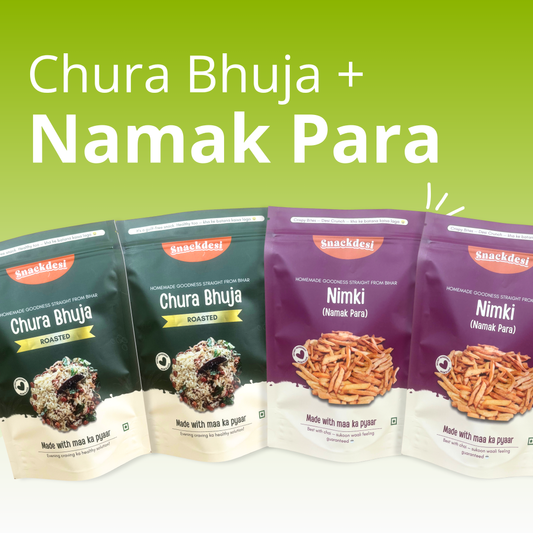 Roasted Chura Bhuja & Nimki (Namak Para) Combo – 4 Packs (200g Each)
