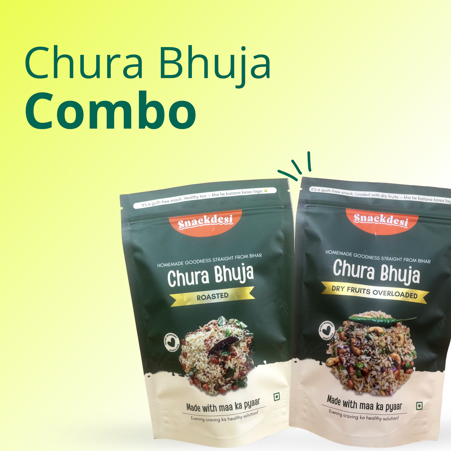 Roasted Chura Bhuja – Peanuts & Roasted Chura Bhuja – Dry Fruits Combo – 200g Each