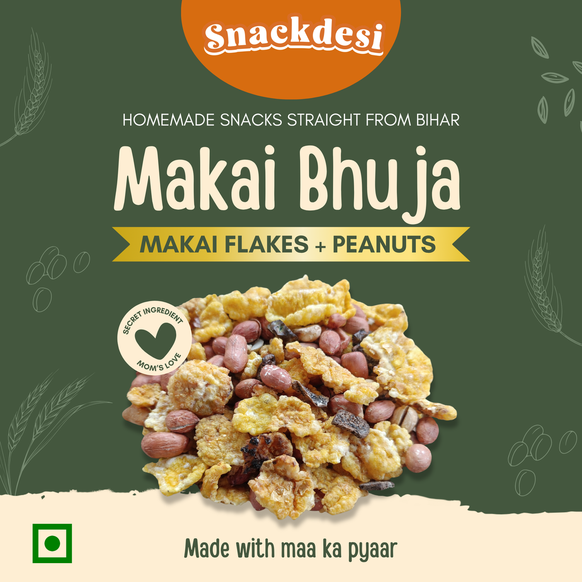 Roasted Makai Bhuja - Loaded with Makai Flakes & Peanuts, Authentic Homemade Taste
