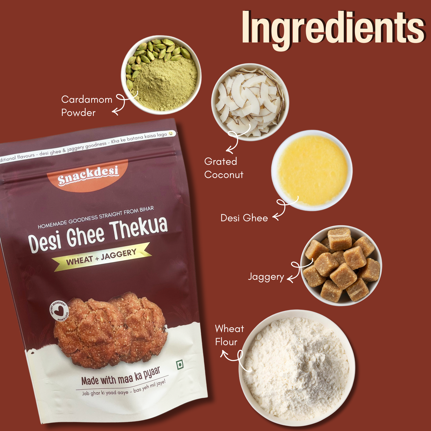 Desi Ghee Thekua – Wheat-Based, Sweetened with Jaggery, Authentic Homemade Taste